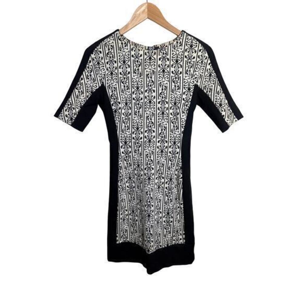 W.G.B. by Walter Baker Black White Scrollwork Printed Mini Dress Size XS